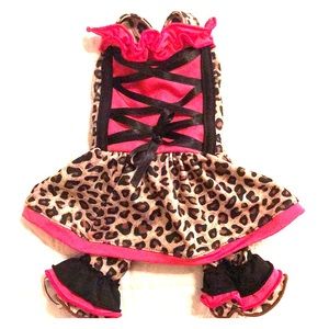 Sexy corset pink+ leopard print dress w/leggings